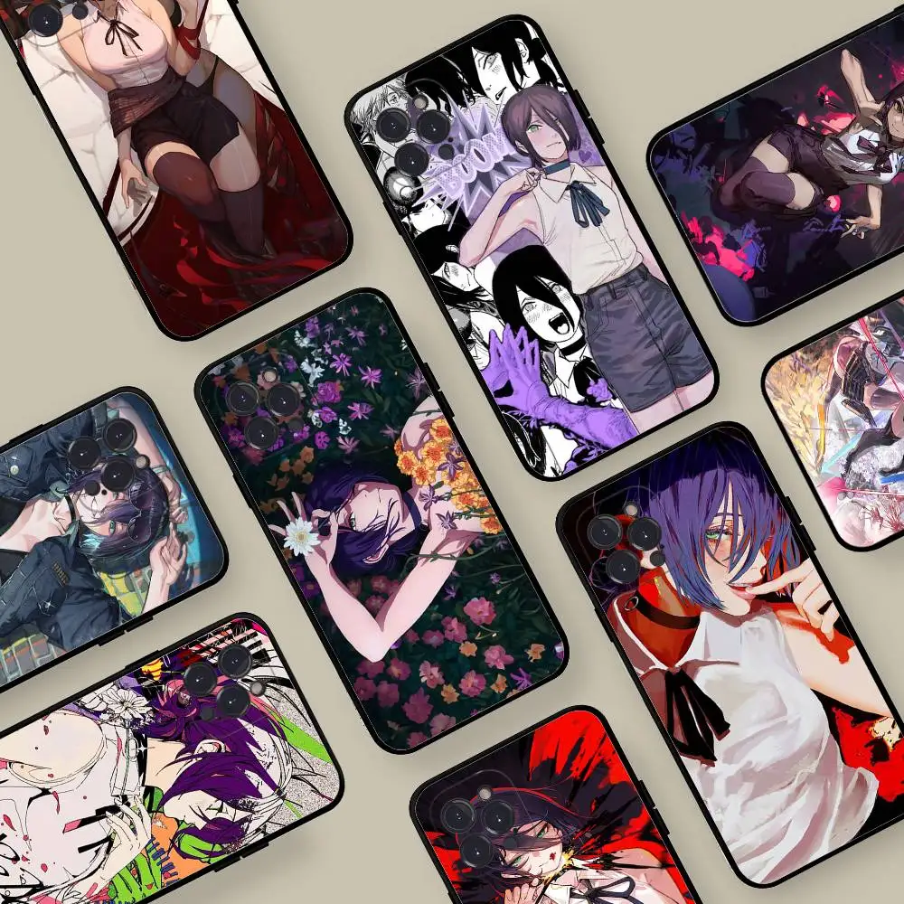 

Anime Cool Chainsaw Man Reze Phone Case For Iphone 16 15 17 13 14 12 11 Pro Max Plus Black Shell Cover Case