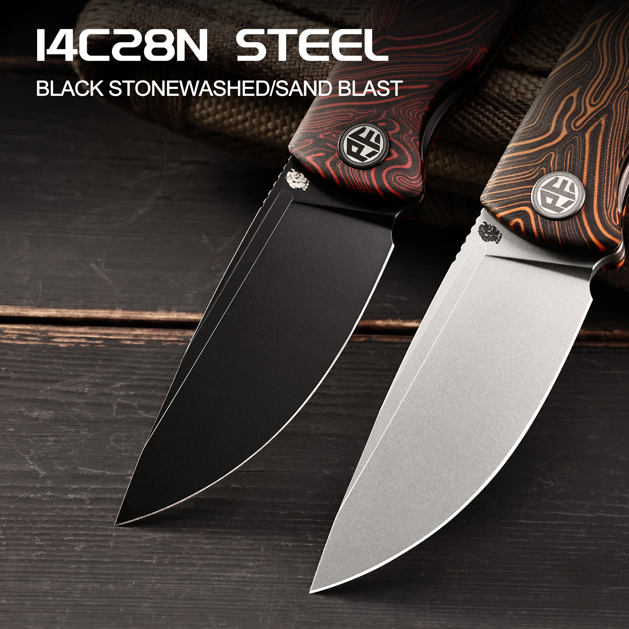 Petrified Fish PFP01X Small Folding Knife Mini Lightweigh Pocket Knives Fishing 14C28N Steel G10 Ball Bearing edc Tool
