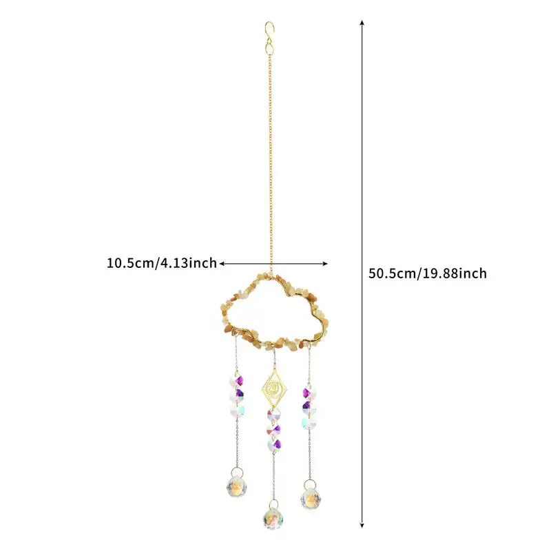 คริสตัลรูปดวงอาทิตย์ catchers สำหรับหน้าต่างในร่มที่ดักแสงแดดสีเมฆที่ห้อยระย้าทำสีรุ้ง