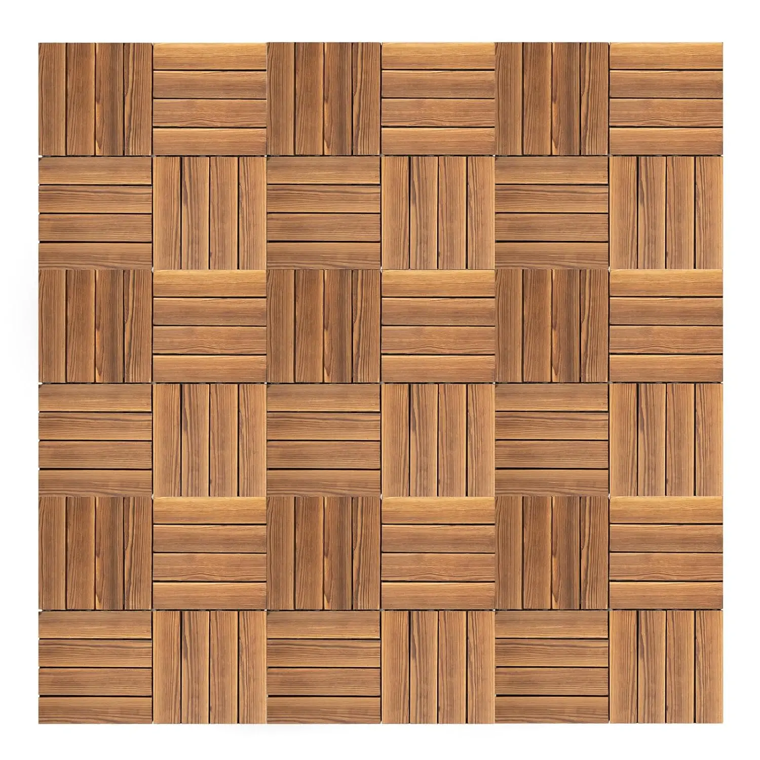 

36Pcs Wood Interlocking Deck Tiles, 12"" X 12"" Indoor Outdoor Flooring, 0.78"" Thick Protective Flooring, Wood Flooring Tiles