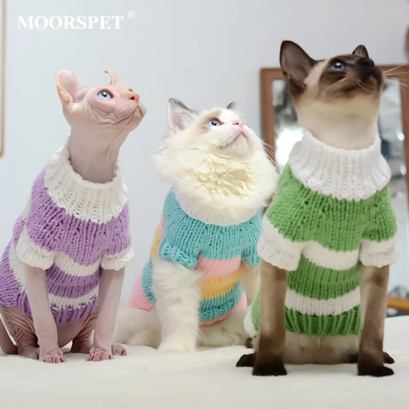 Hairless Cat Clothes Warm Sweater Pet Cat Clothes Autumn and Winter Baby Cat Siamese New Year Christmas Clothes Kitten Clohtes