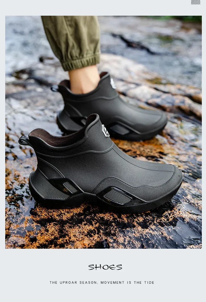 Unisex Kurze Regenstiefel Rutschfest Verstärktes PVC-Material Runde Zehenkappe Knöchelhoch Paarstiefel für Frühling und Sommer Wasserschuhe – Detail 18