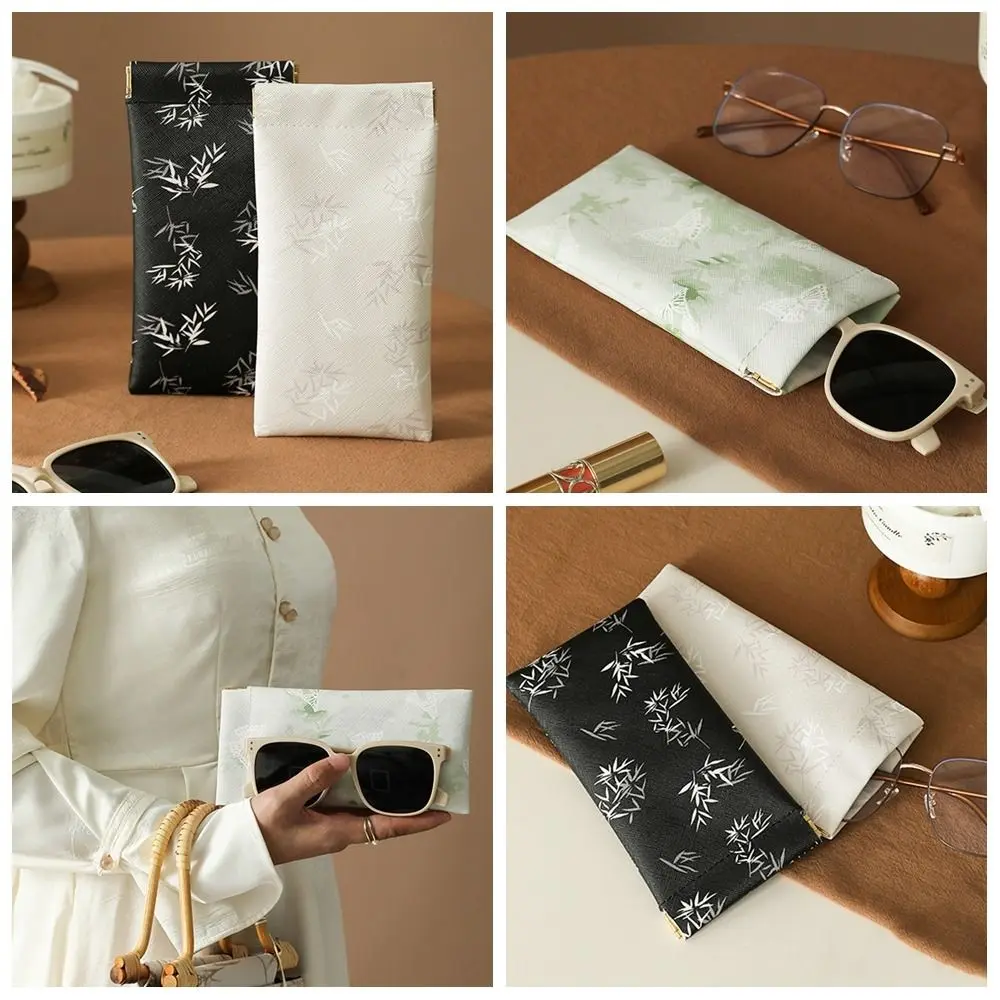 

Sunglasses Pouch PU Leather Glasses Bag Chinese Style Self-closing Glasses Storage Bag Printed Korean Style