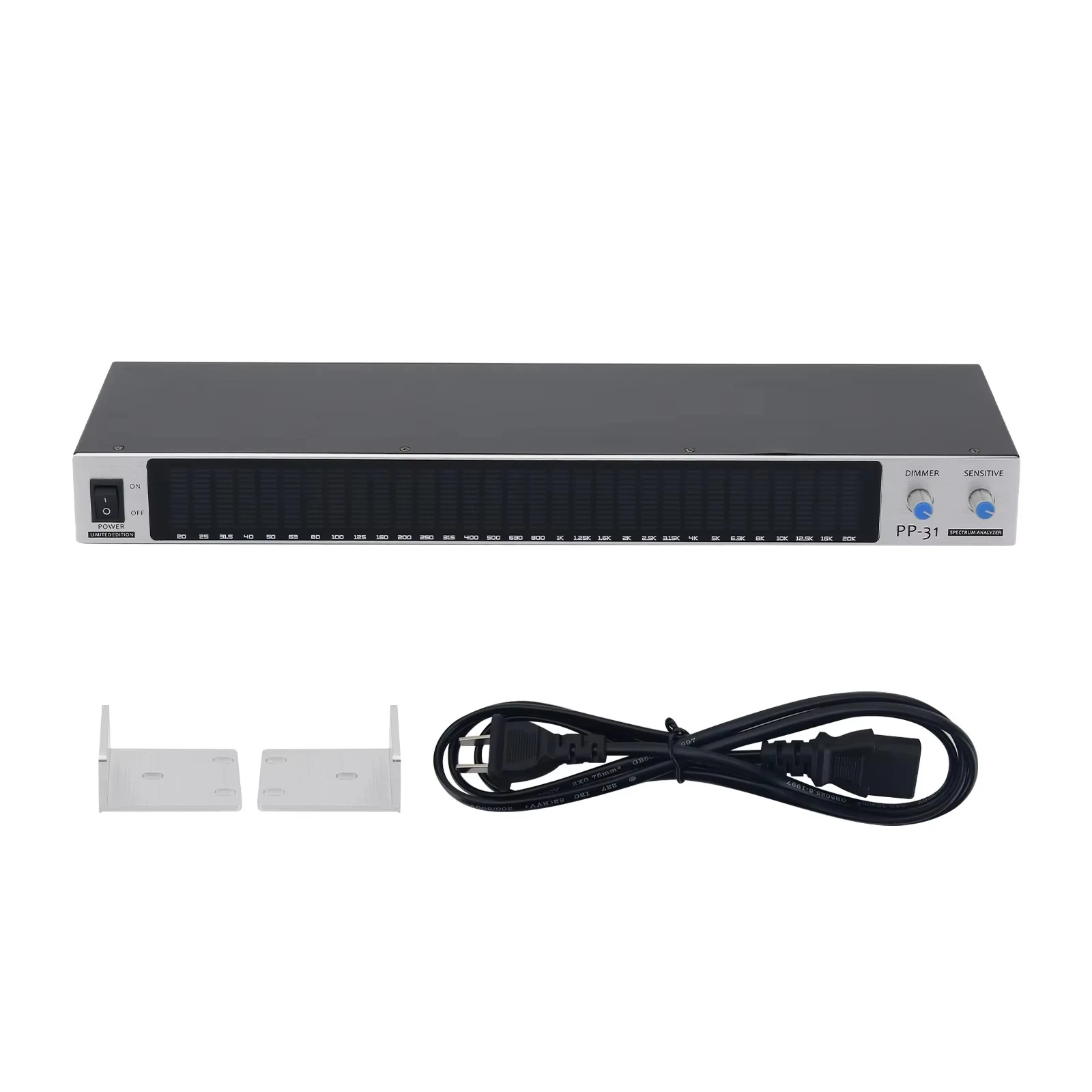 

PP-31 Цифровой анализатор аудиоспектра Дисплей 1U Музыкальный спектр VU-метр 31 сегмент (серебристая панель + зеленый/синий светодиод)