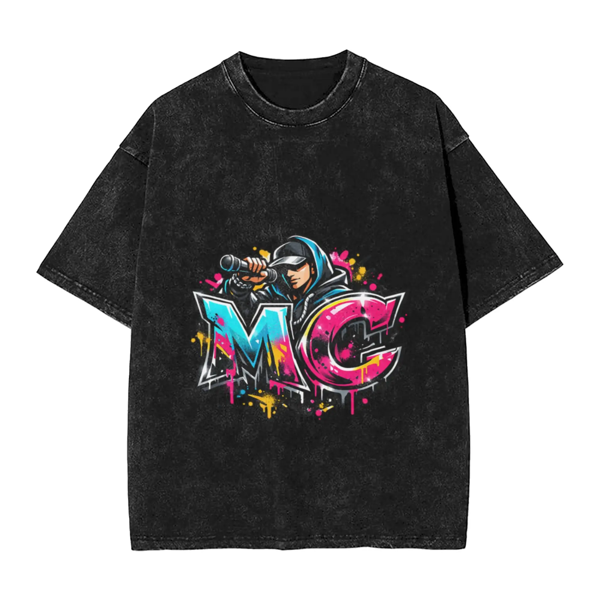 Hip Hop MC  Rapper  Music Unique Stylish A Washed T Shirt Men's Women's Oversized Cotton Tees Tops
