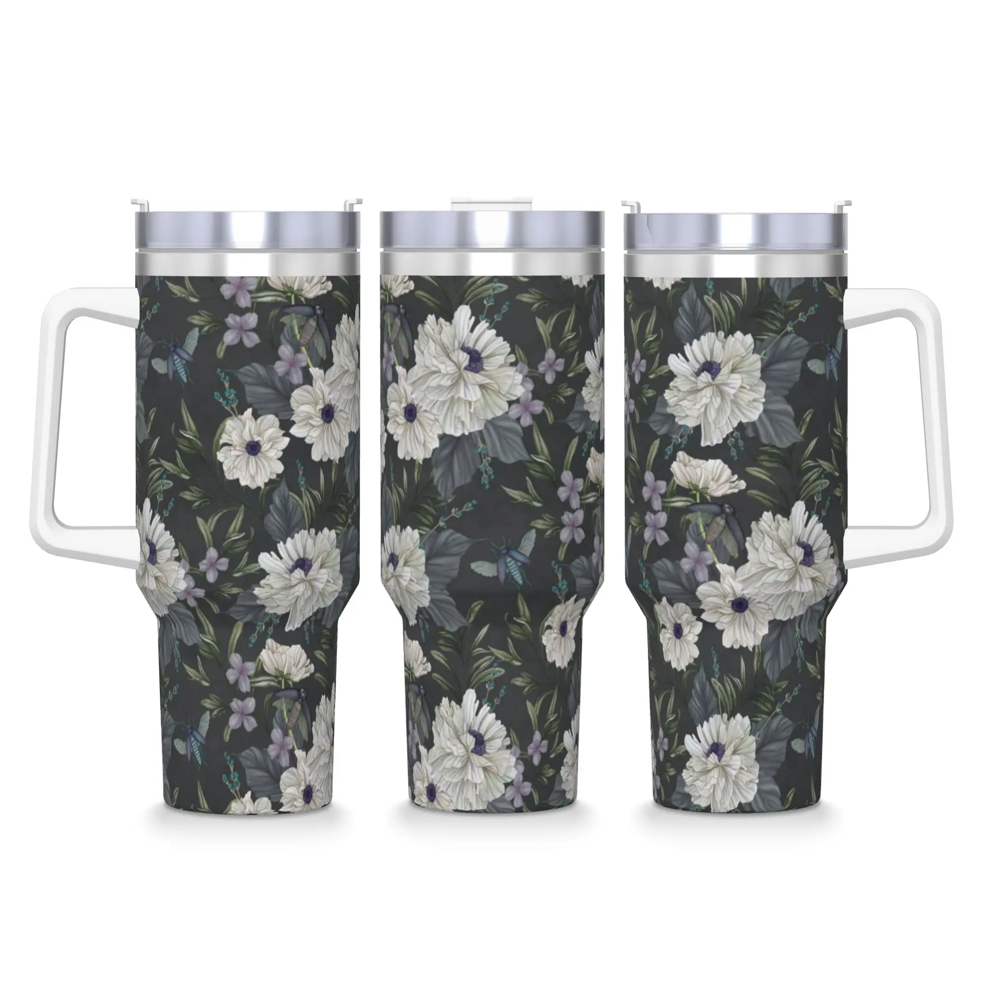 Rural flowers Stainless Steel Tumbler  Beach Mugs Cup 40oz Thermal Mug Keep Heat Cold Drink Milk Tea Water Bottle