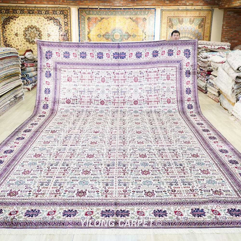 366x549cm Handwoven Silk Area Rug All-over Tribal Durable Oriental Carpet (BL007)