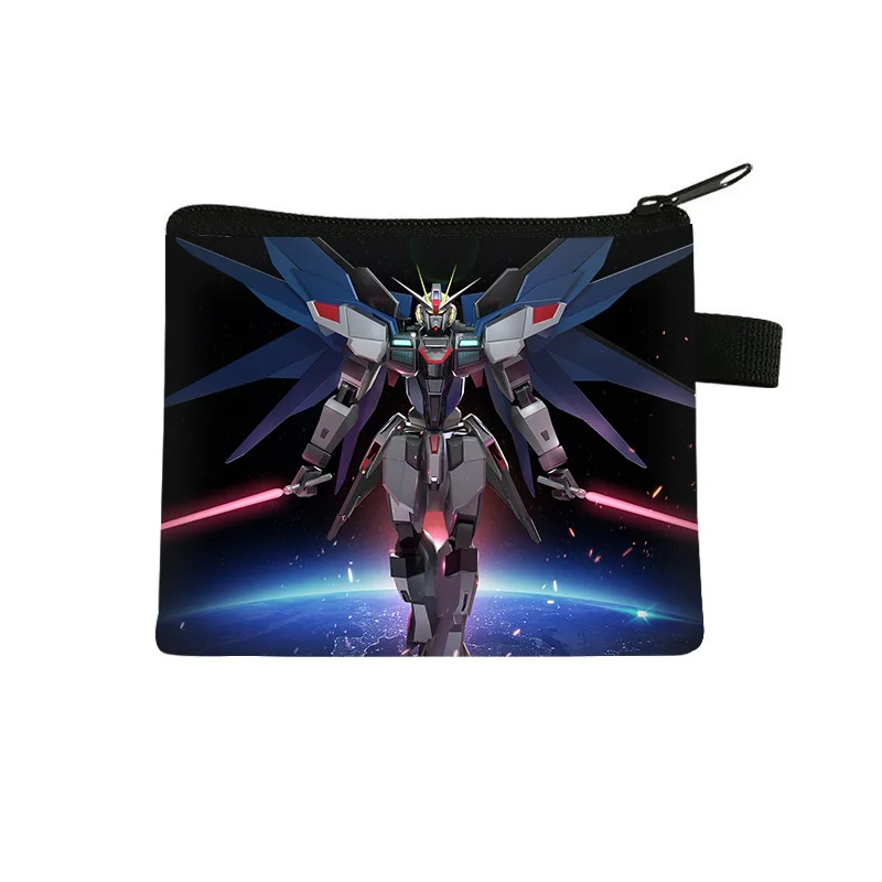 Gundam Wallet Anime Coin Purse Cartoon Children Portable ID Card Holder Fashion Boy Girl Coin Wallet Zipper Key Storage Bag Gift