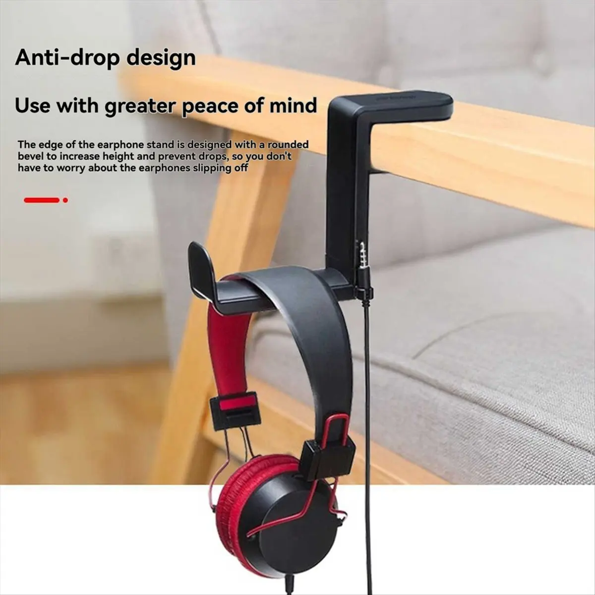Rotating Headphone Stand Adjustable Clamp-on Headphone Holder Black BSBL