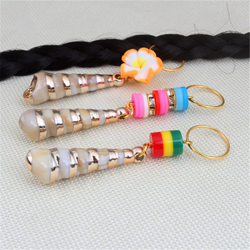

Conch Pendant Hair Cuffs DIY Bohemian Festival Hair Rings for Women Girls Waterproof Hypoallergenic Braiding Jewelry Supplies