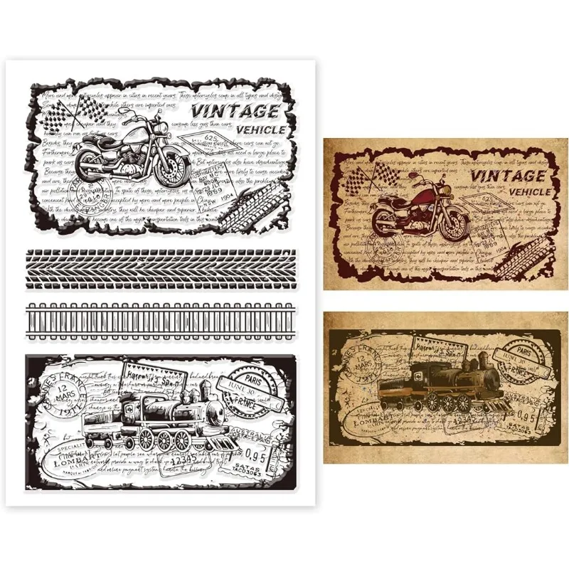 1 Stück Retro-Fahrzeug-Klarstempel, Vintage-Fahrzeug, dekorative transparente Stempel, Silikonstempel für die Kartenherstellung und Fotoalbum-Dekoration