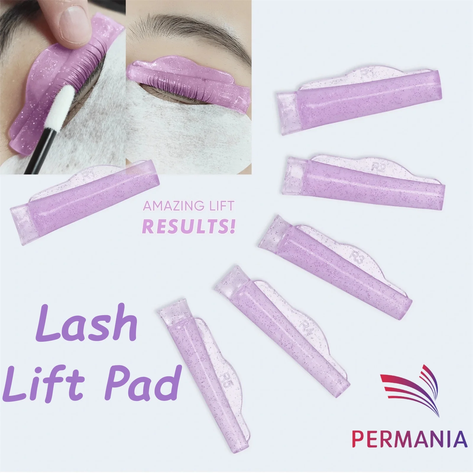 PERMANIA 5Pair Silicone Eyelash Perming Lamination Pad Reusable Lash Lifting Rods Kit 3D Lashes Extension Curler Applicator Tool