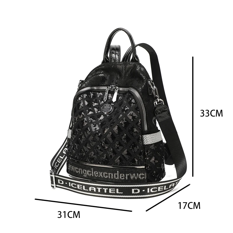 Sparkling Sequins Backpack with Large Capacity, Fashionable Travel Knapsack, School bag, Stylish Adjustable Strap Crossbody