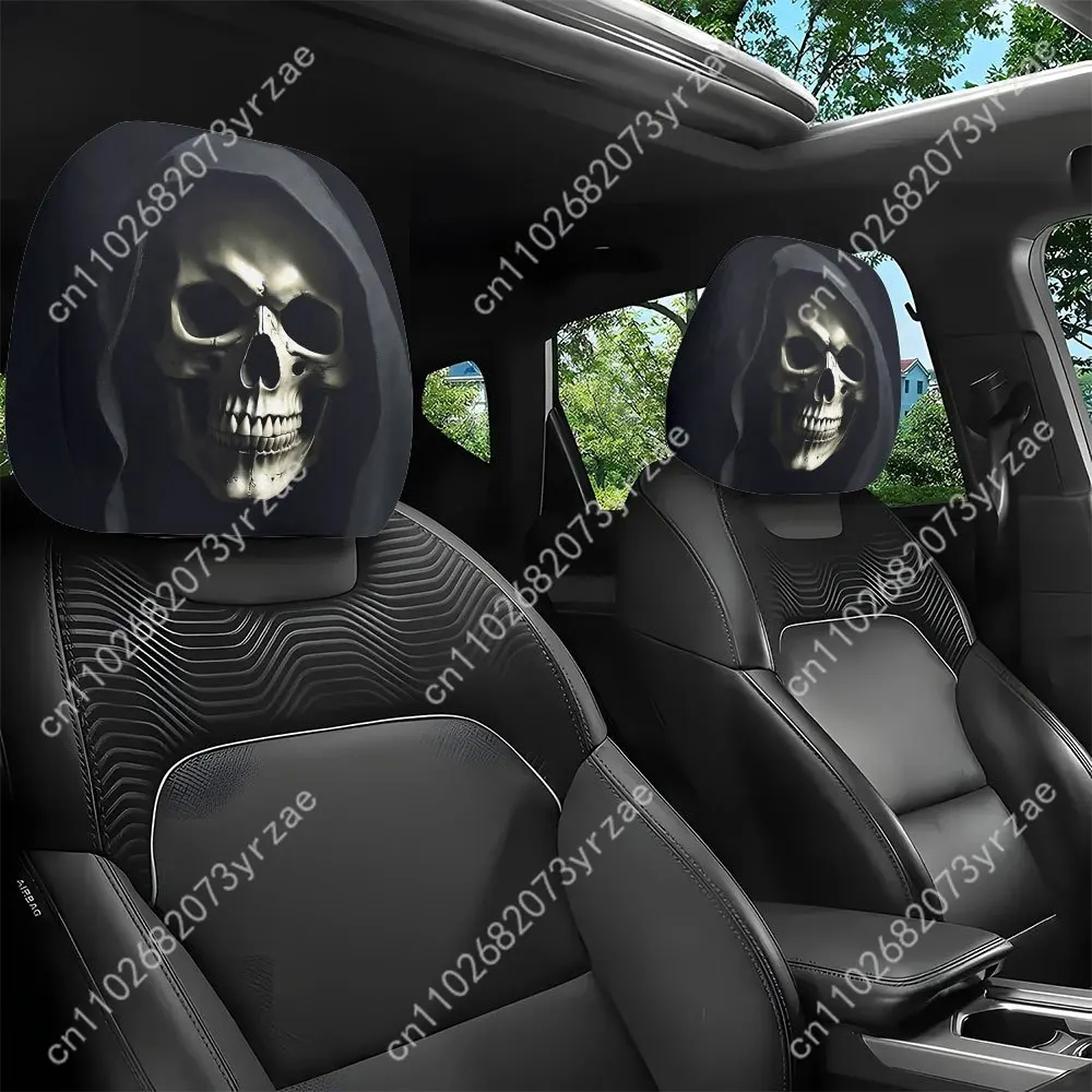 

Gothic Grim Reaper Seat Headrest Cover (2pcs) Environmentally Friendly Headrest Protector Breathable Comfortable Vehicle Decor