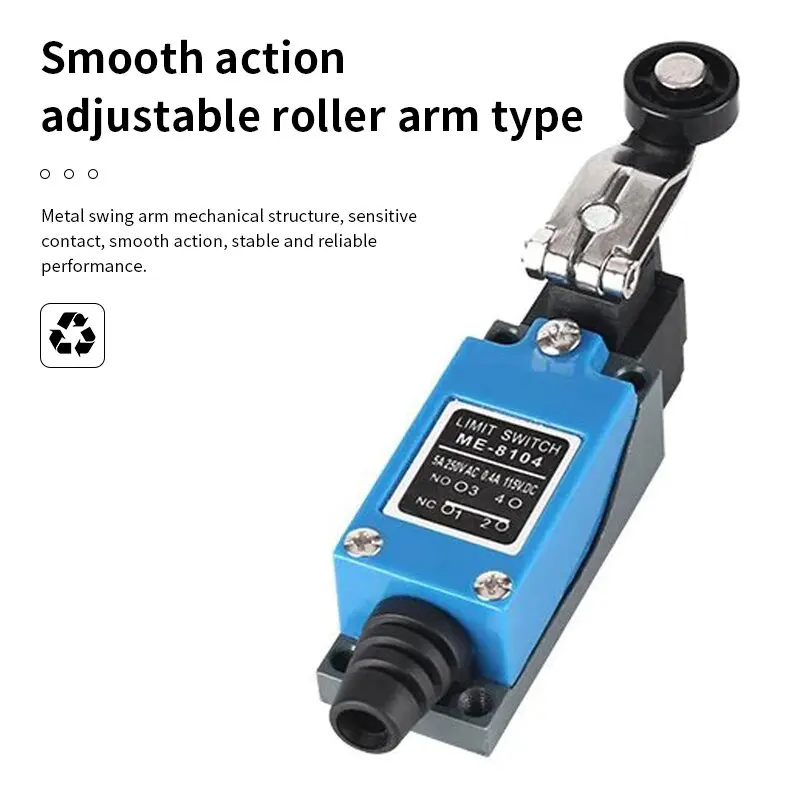 ME-8104 ME-8107 ME-8108 ME-8111 ME-8112 ME-8166 -8169 Limit Switch Rotary Adjustable Roller Lever Arm Travel Switch AC250V NO NC