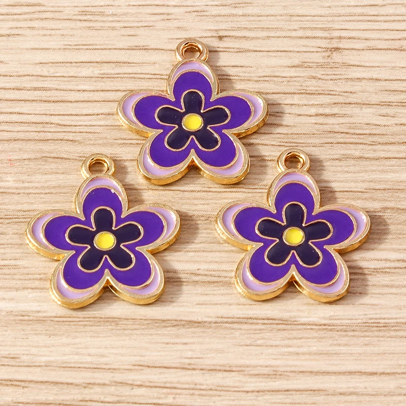 Tusember 10 Stück Emaille Cartoon Hübsche Blumen-Anhänger Niedliche Blumen-Charms für Halsketten, Ohrringe, Armbänder, Schmuckherstellung, Basteln – Detail 27