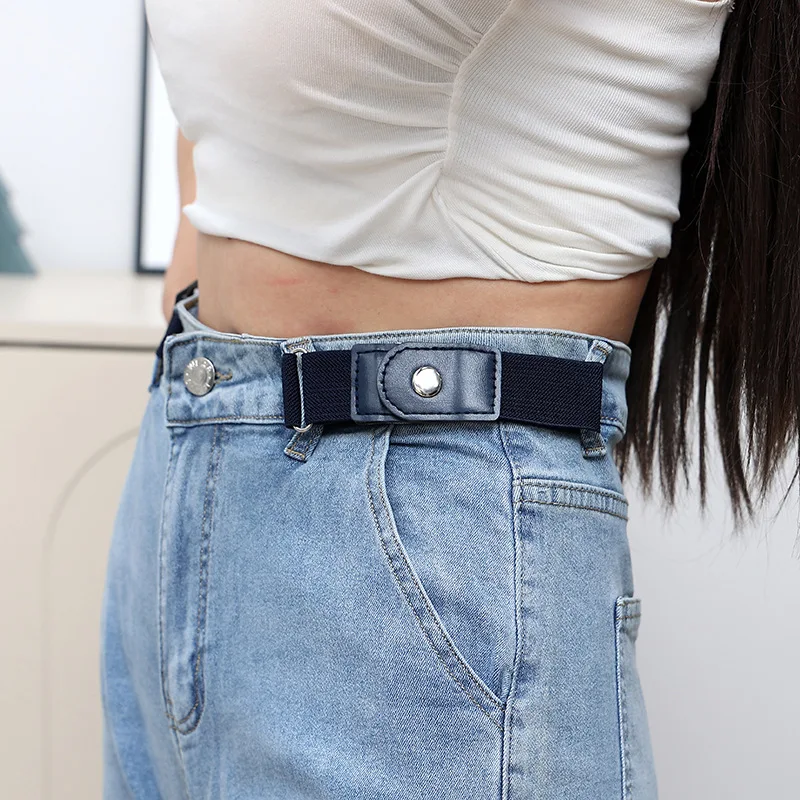 2pcs/set No Buckle Elastic Belt For Women Men Unisex Stretch Belt For Pants Jeans Casual Buckle Free Adjustable Invisible Belt