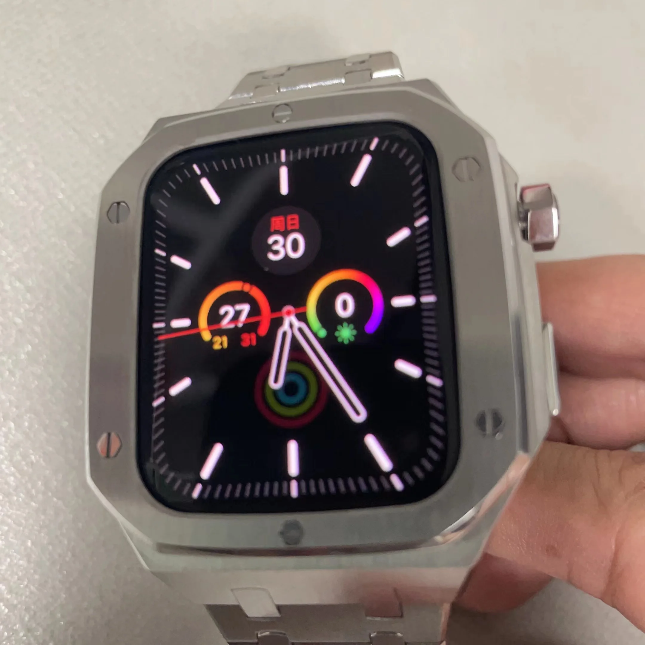 Cassa di lusso + cinturino per cinturino Apple Watch serie 7 45mm cinturino in metallo in acciaio inossidabile cinturino correa per cinturino iWatch 6 SE 5 44mm