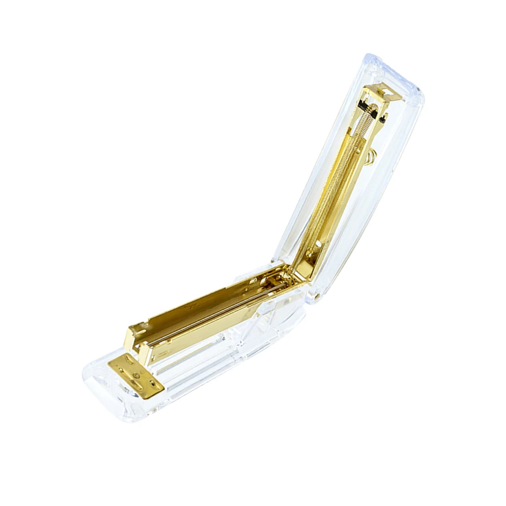 Cucitrice da tavolo Accessori per cancelleria Regalo Cucitrice standard in acrilico trasparente per cucitrice per ufficio scolastico domestico Oro
