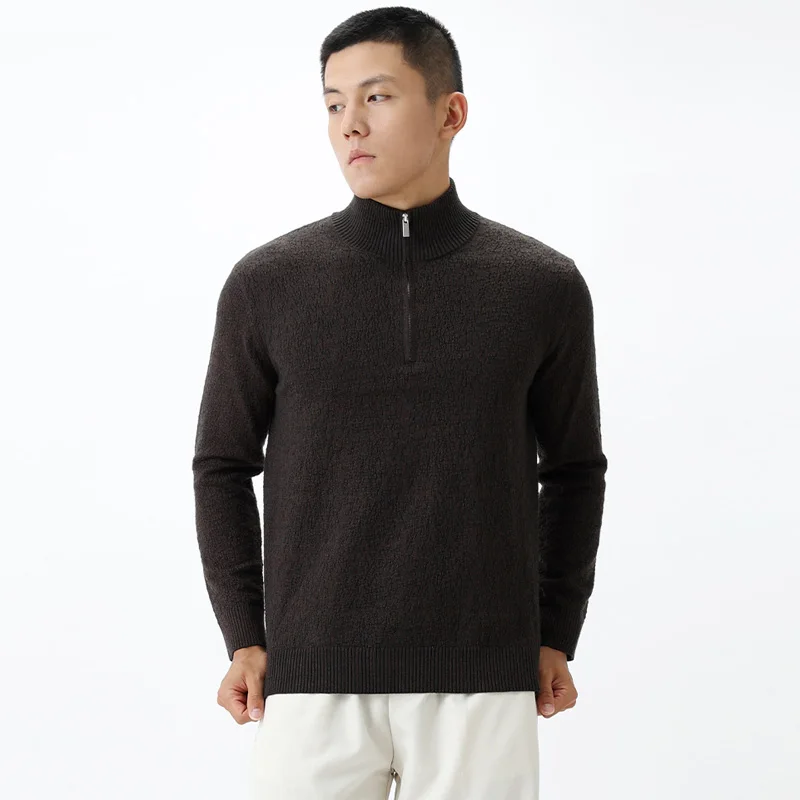 

Men's Semi-zipper Turtleneck Loose Casual Long Sleeve Wrinkle Knitted Sweater Tops Man Commute Business Fashion Jumper Sweaters