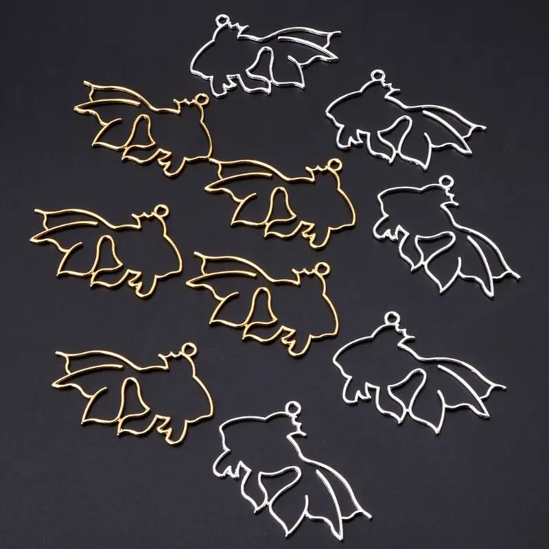 5x/Set Goldfish Blank Frame UV Resin Pendant Open Bezel Setting for Jewelry Making Pressed Flower DIY Art Craft Necklace 40GB