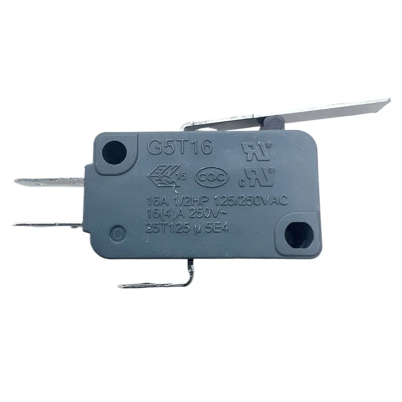 2Pcs G5T16 3‑Pin Micro Switch, Silver Contacts, 16A 125/250VAC, Momentary Limit Switch with Lever Arm, UL CQC Certified