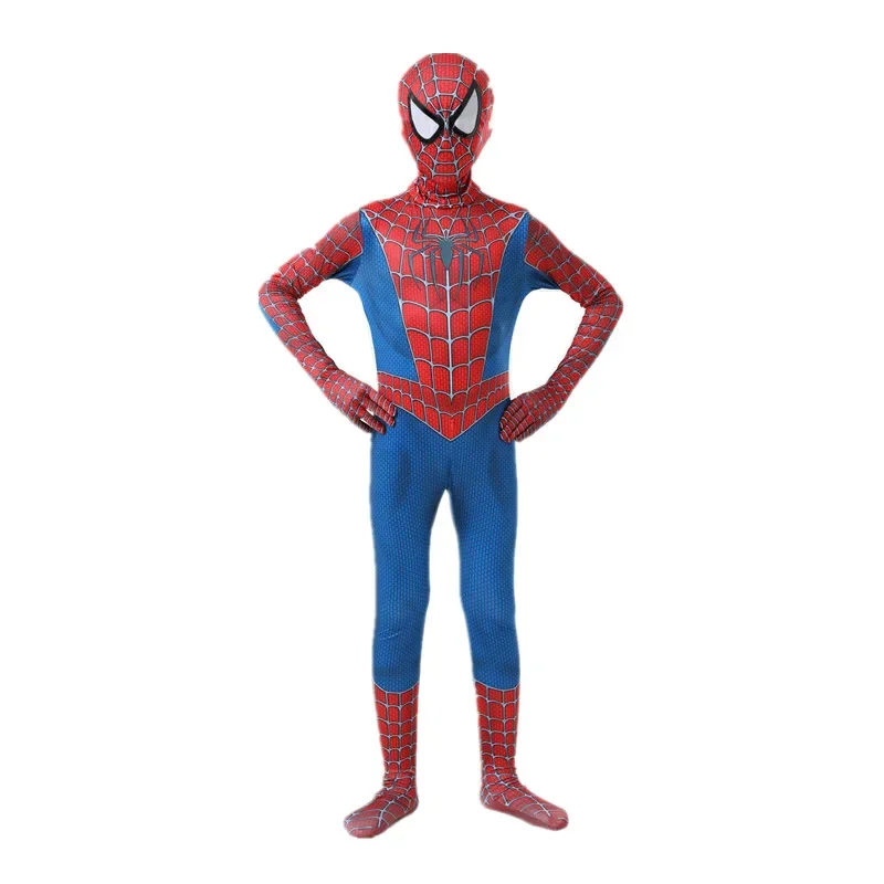 Kids Superheld Spider Kostuum Spandex Jumpsuit Halloween Cosplay Kostuums Bodysuit Kids Head Cover Scheiding Party Set