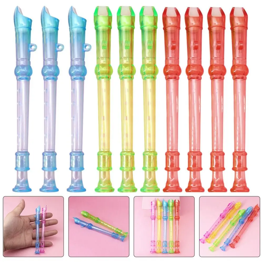 Mini flauta plástica colorida para crianças, prática de pouco vento, cor aleatória, 6 buracos, brinquedo infantil, 5 pcs