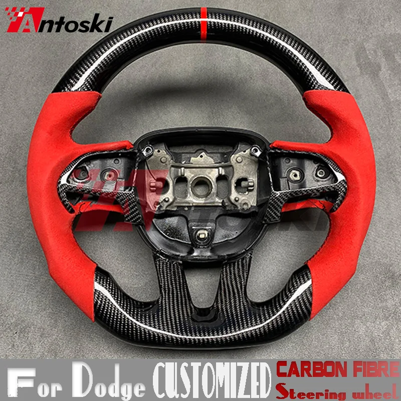 

For Dodge Challenger Charger Durango 2015-2020 Jeep Grand Cherokee 2014-2020 Customized Carbon Fiber Steering Wheel Red Sport