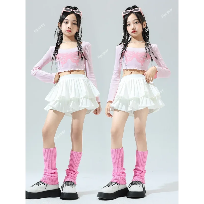 Hip Hop Street Dance Costume Girls Jazz Dance Costume Kids Competition Model Walking Cheerleader Stage Performance Clothing