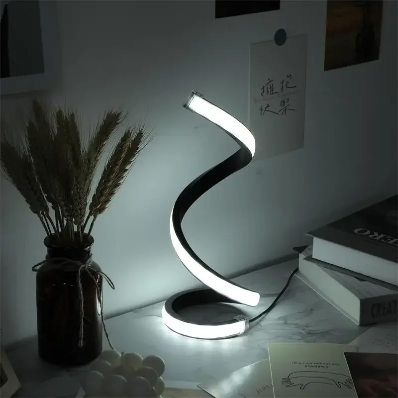 1Pc LED Spiral Table Lamp Modern Three Speed Dimming USB Power Button Switch Bedroom Decorative Table Lamp Nigth stand Crow lamp