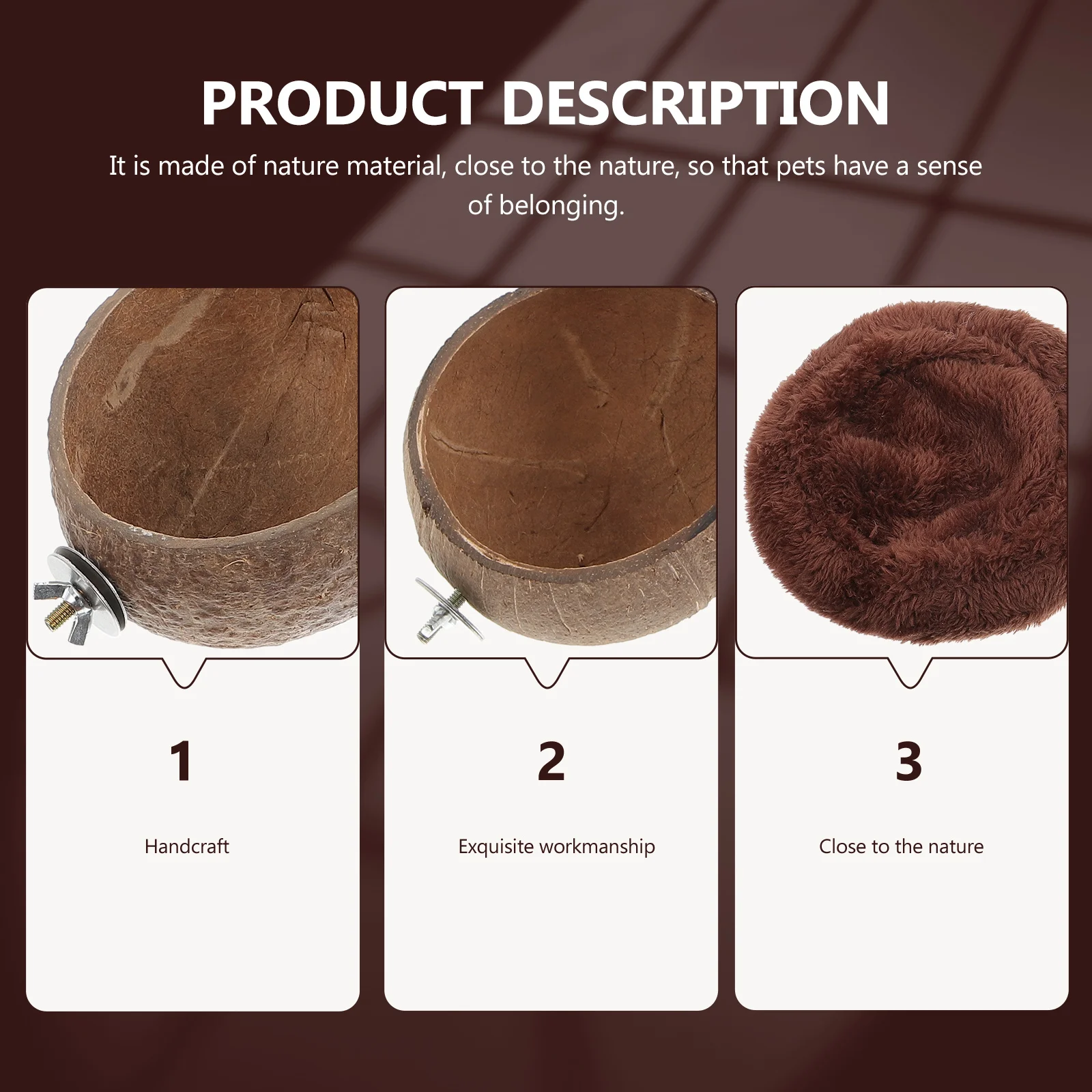 

1 Set Coconut Shell Pet Feeder Durable For Guinea Pigs Rabbits Hamster Cage Tropical Style Animal Feeding Coconut Shell Bowl