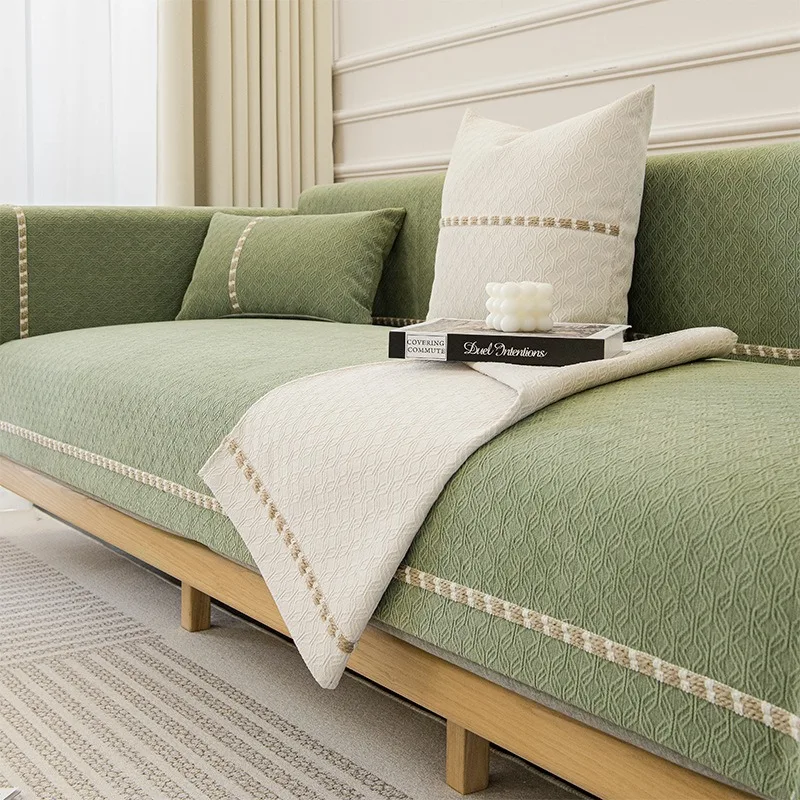 

Nordic Printing Tassels Sofa Mat Universal Non-slip Solid Color Sofa Slipcovers for Living Room L Shape Couch Towel Protector