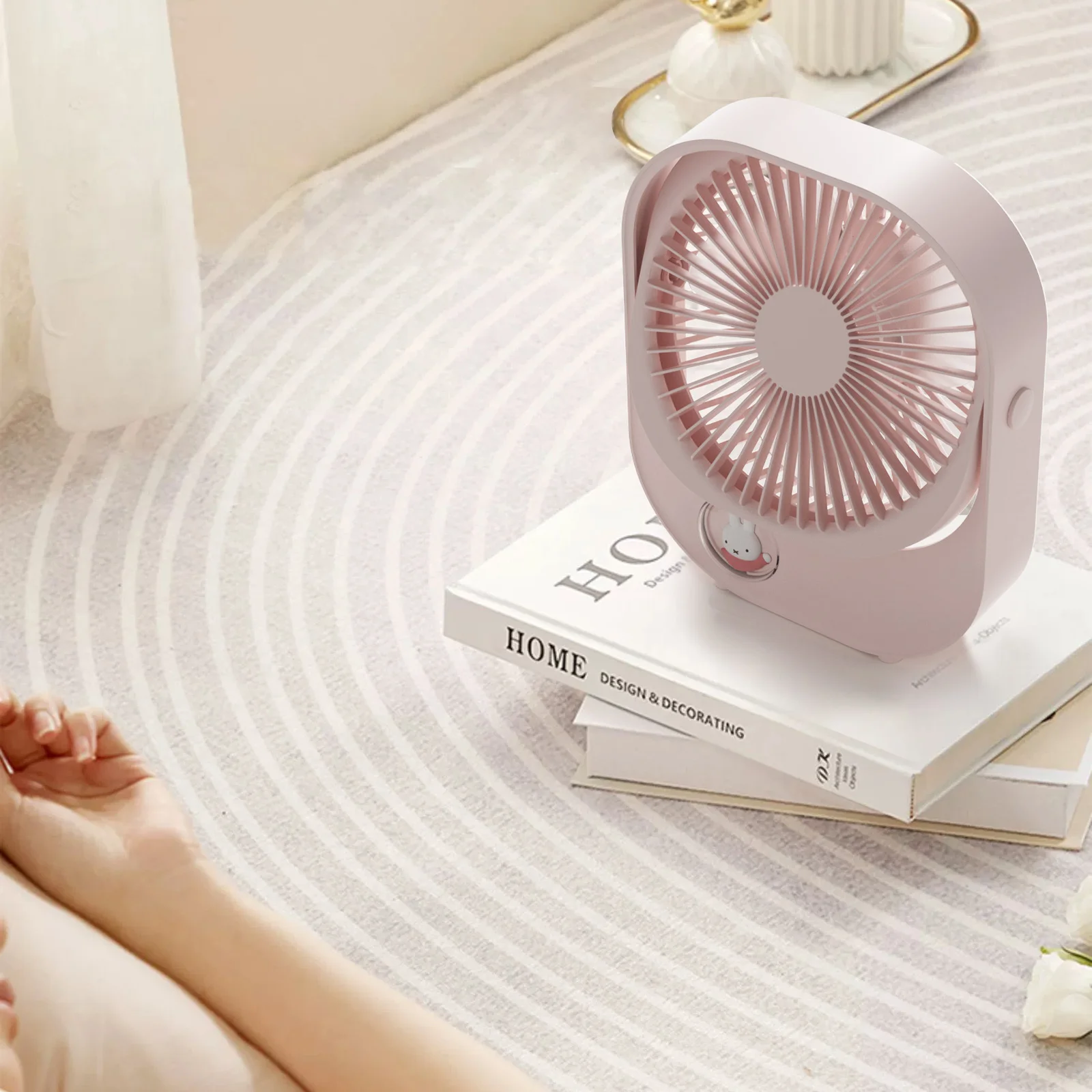 MIPOW&miffy Small Desk Fan Ultra Silent Desk Fan USB Rechargeable with 3 Powerful Wind Speed Office Fan