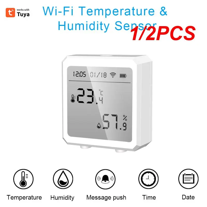 

1/2PCS Tuya WIFI Temperature Humidity Sensor Indoor Hygrometer Thermometer Detector Smart Life Remote Control Support Alexa