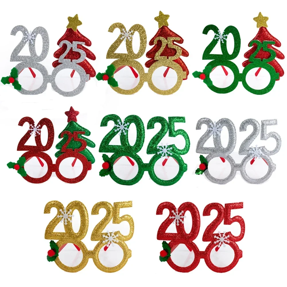 

2025 New Year Glasses Happy New Year Party Photo booth Prop Christmas Ornaments kids Navidad Gifts New Year Eve Party Decoration