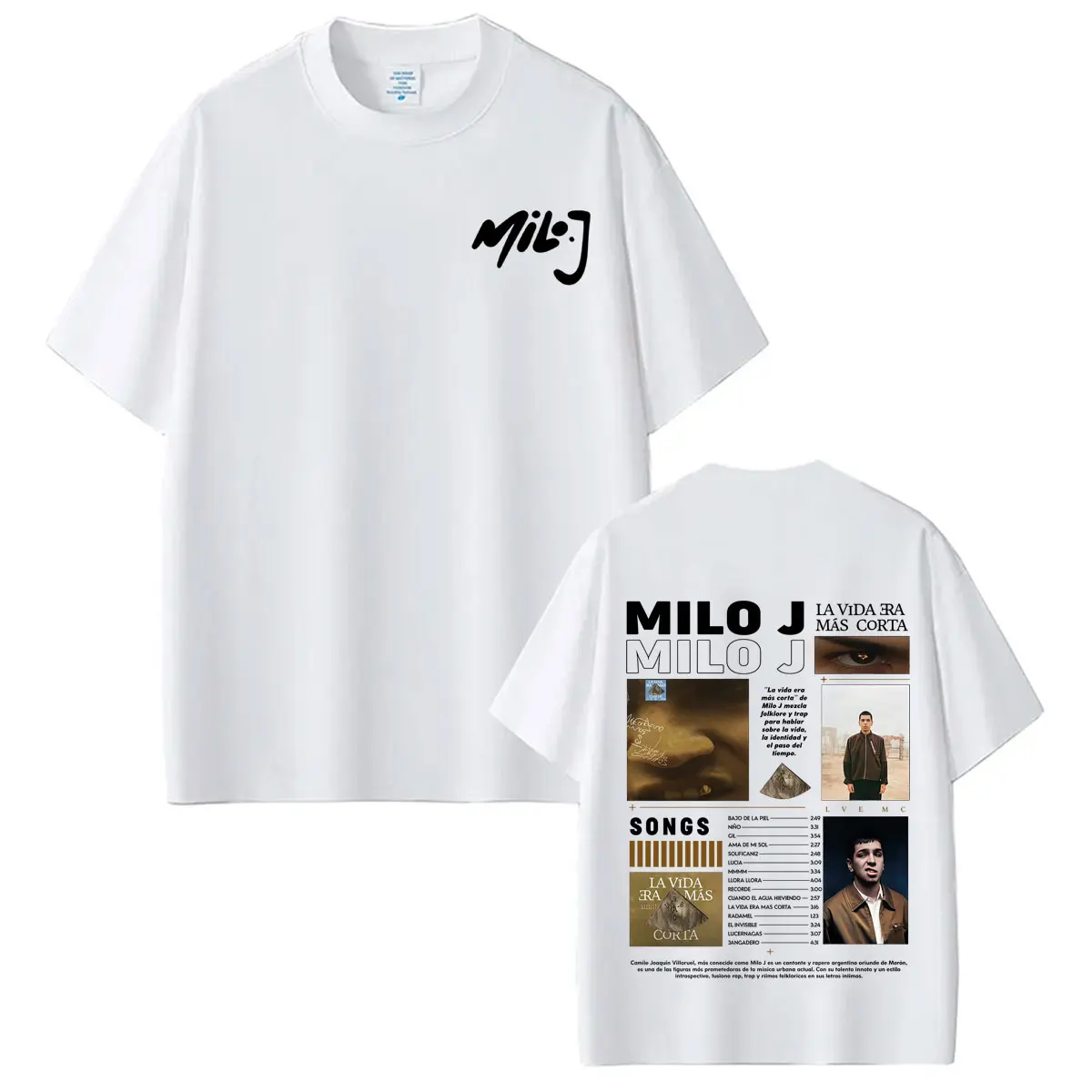 Rapper Milo J La Vida Era Mas Corta Album 2026 Tour Merch T Shirt Men Women Hip Hop T-shirt Short Sleeve Fashion Cotton T-shirts