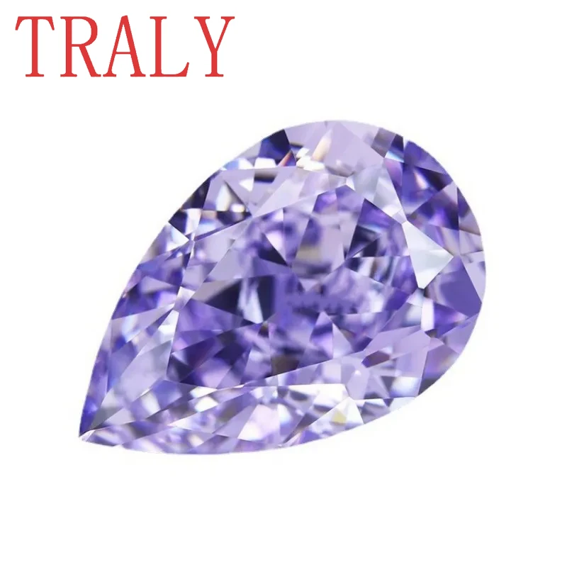 

Lavender Purple Color Teardrop Shaped High Carbon Diamond 3EX Cut 4*6mm-10*15mm Pear Shaped Simulation Diamond Loose Stone