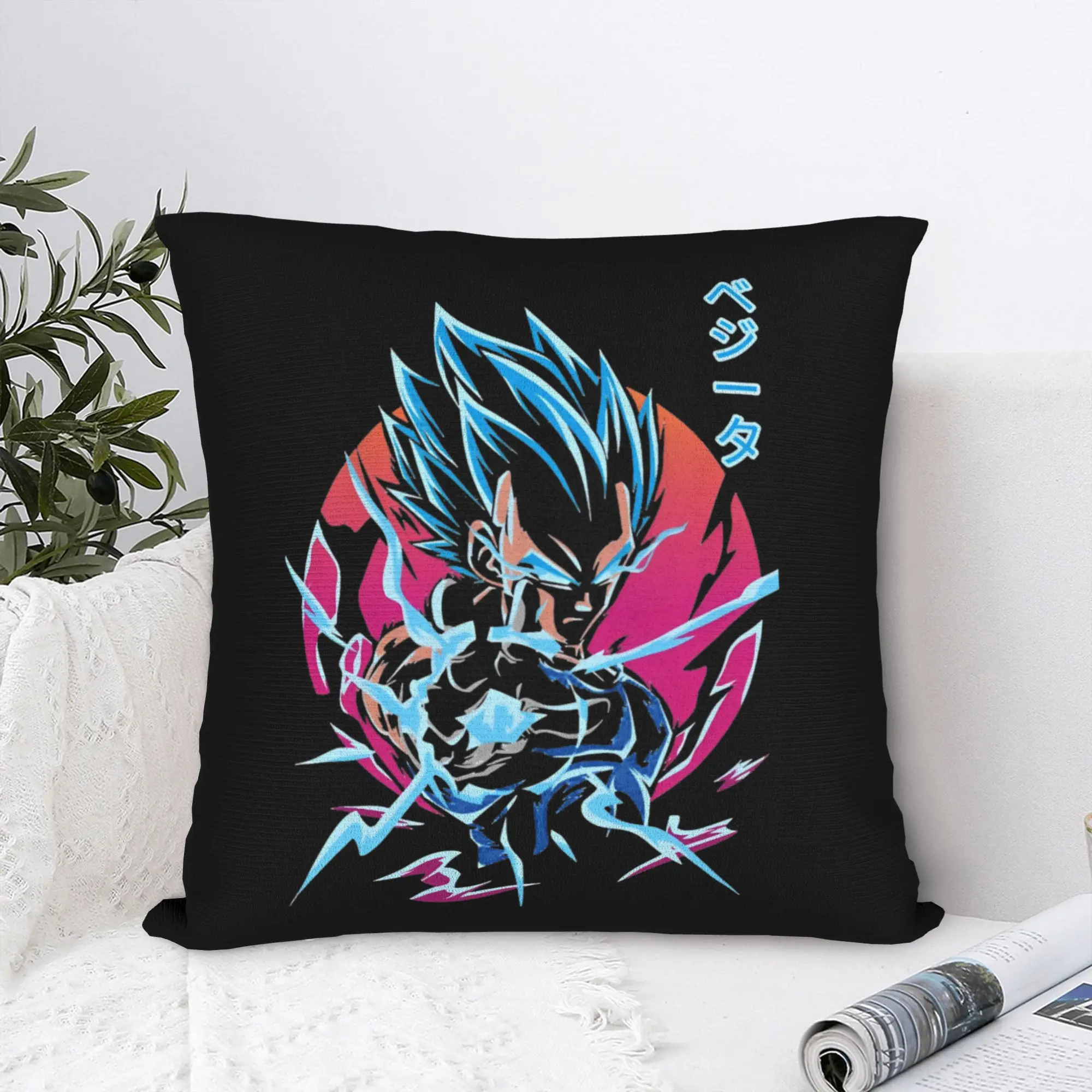 

DBZ Super Saiyan Vegeta Throw Pillow Cover Polyester Throw Pillow Vintage Pillowcover Home Decor