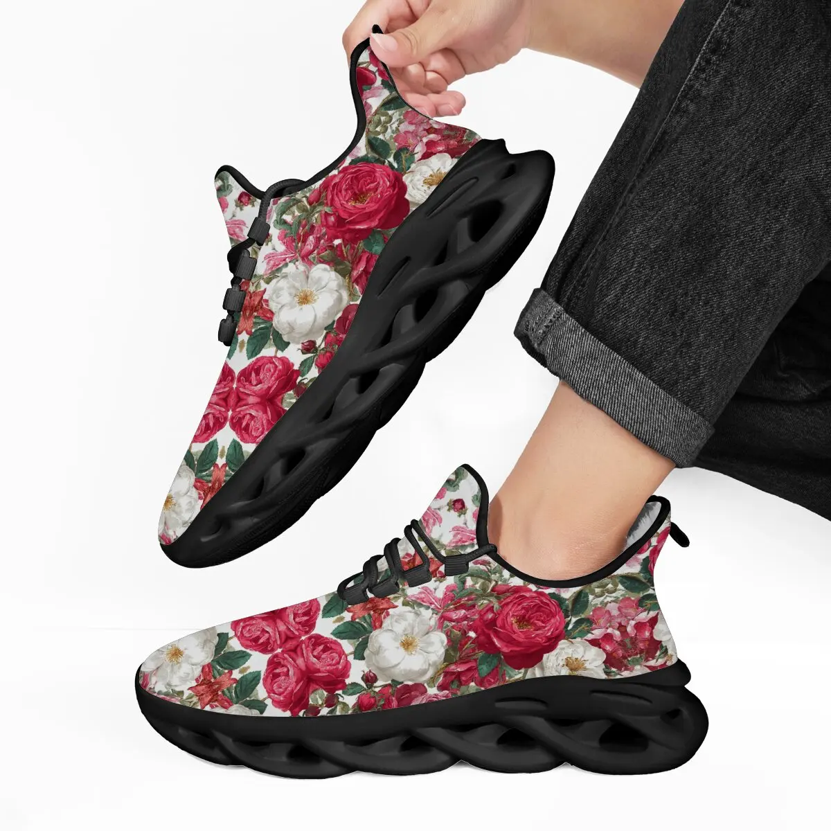 

Men's Shoes Winter Tennis Shoes Outdoor Floral Rose Women's Fleece Lined Running Sneakers for Boys Kids Zapatillas De Deporte