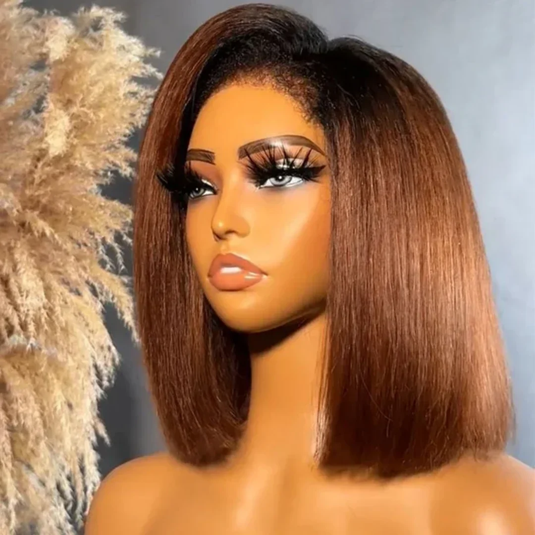 

Ombre Blonde Bob Мягкий 20 "180 Плотность Бесклеевой Кудрявый Прямой Предварительно Сорванный Ежедневно 13*4*1 Парик Фронта Шнурка Для Женщин Детские Волосы Синтетические