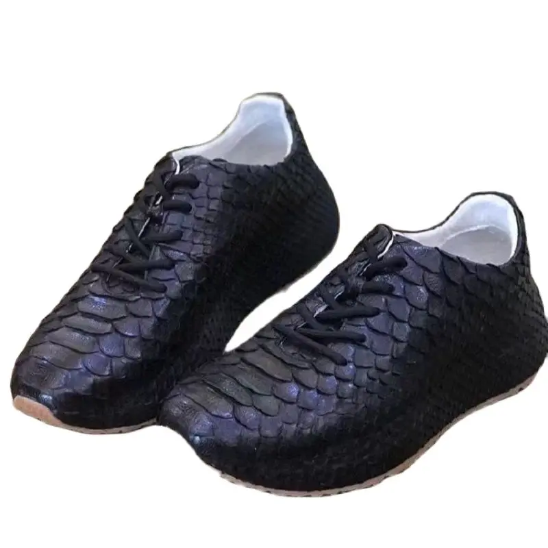 

BATMO 2023 new arrival Fashion snake skin causal shoes men,male Genuine leather Sneakers PDD267