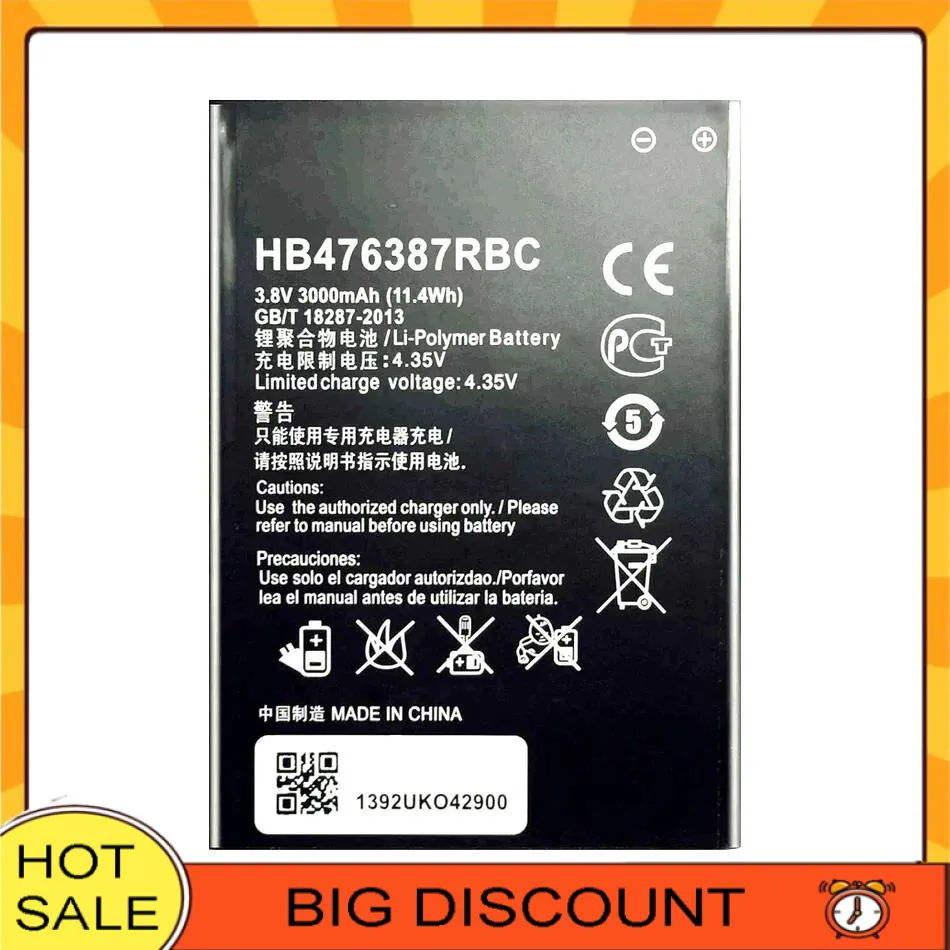

3000Mah HB476387RBC For Huawei Honor 3X G750 B199 G750-T00 G750-C00 Long-Lasting High-Capacity Mobile Phone Battery