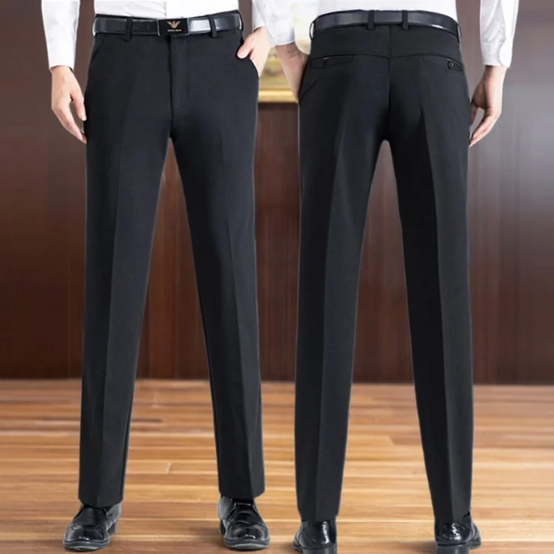 Men's Black Business Casual Straight Leg Pants Autumn New Style Thin Nine Points Long Trousers Fashionable Urban Style