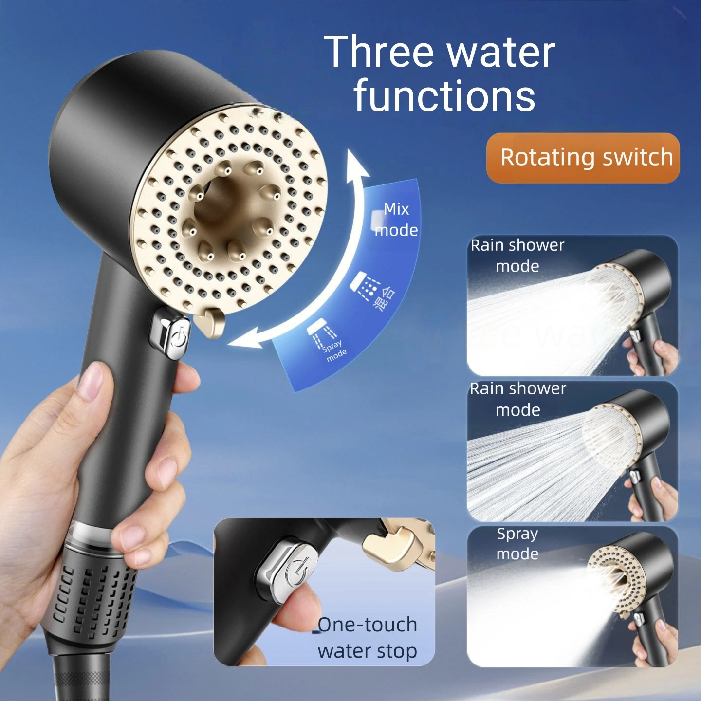 

Three Speed Pressurized Filtered Hand Shower Strong Pressure Large Water Flow Bathroom Accessory Household Essential