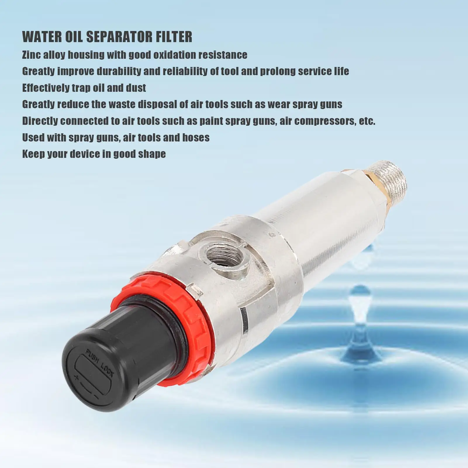 Separador de óleo-água para linha de umidade de aerógrafo encaixe 3/8 polegadas NPT