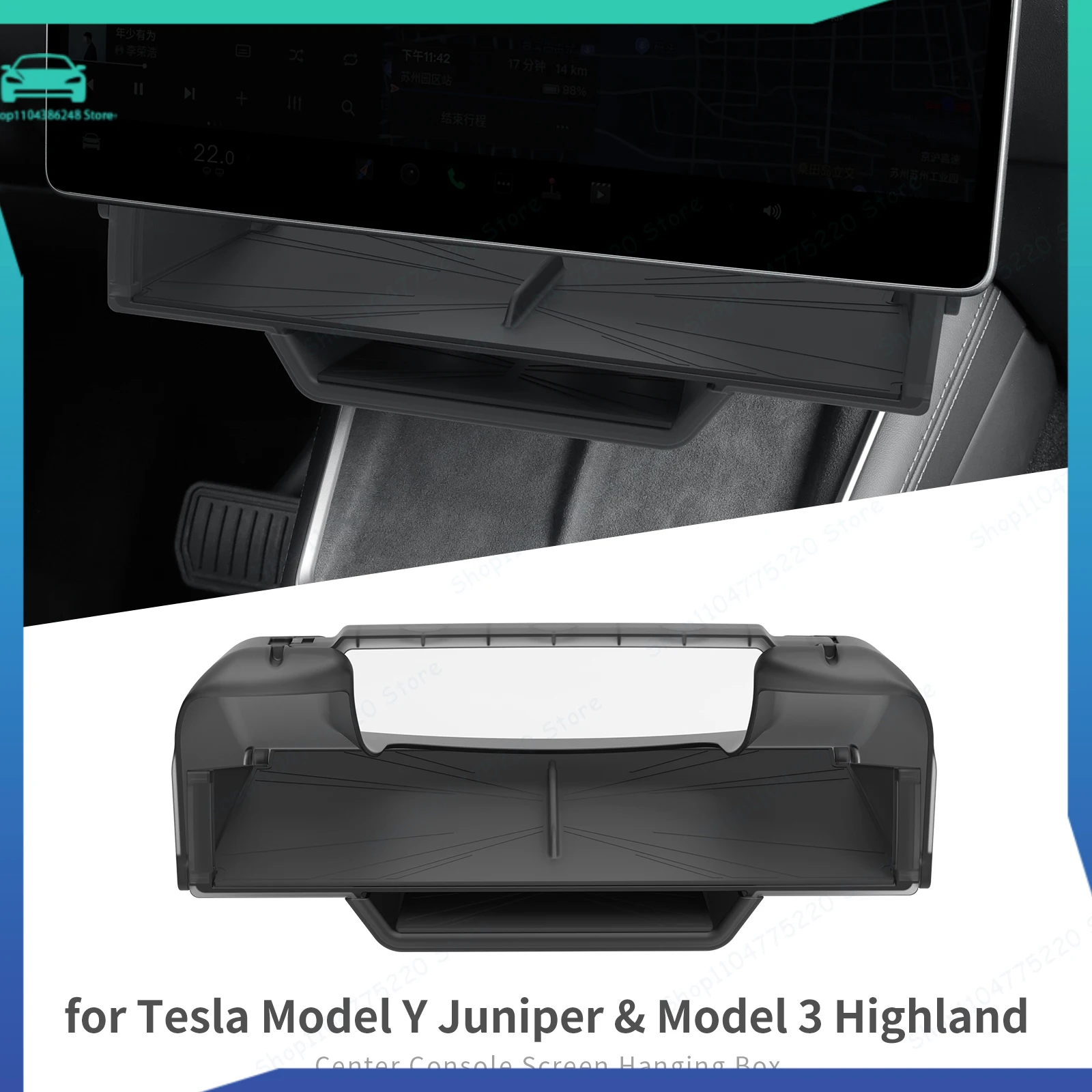 Car Storage Box Hidden Storage Organizer Under Central Control Screen Tray For Tesla Model YL/Y Juniper/Model 3 Highland 2025