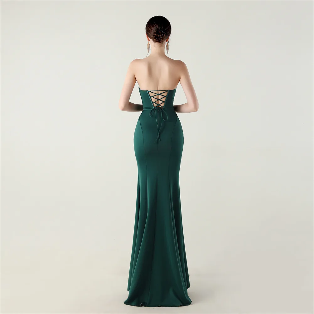 DEERVEADO, 8 colores, vestido de noche de satén suave con escote en forma de corazón de sirena para mujer, vestido largo elegante para ocasión Formal, vestido Maxi para fiesta de graduación