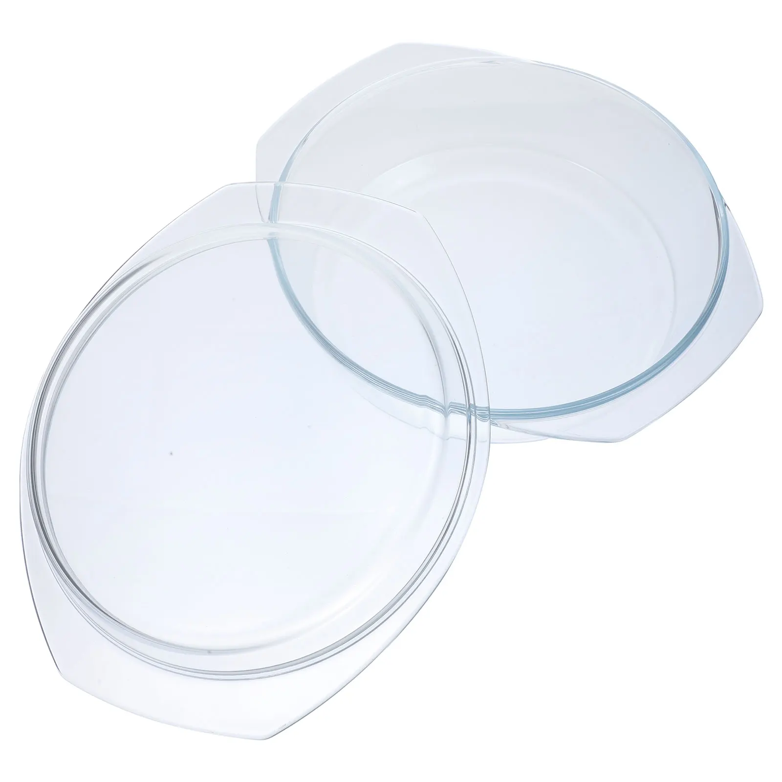 

Glass Casserole with Lid Flat Stackable Premium Heat Resistant Clear Microwave Safe Dishwasher Safe Glass Cookware Bowl