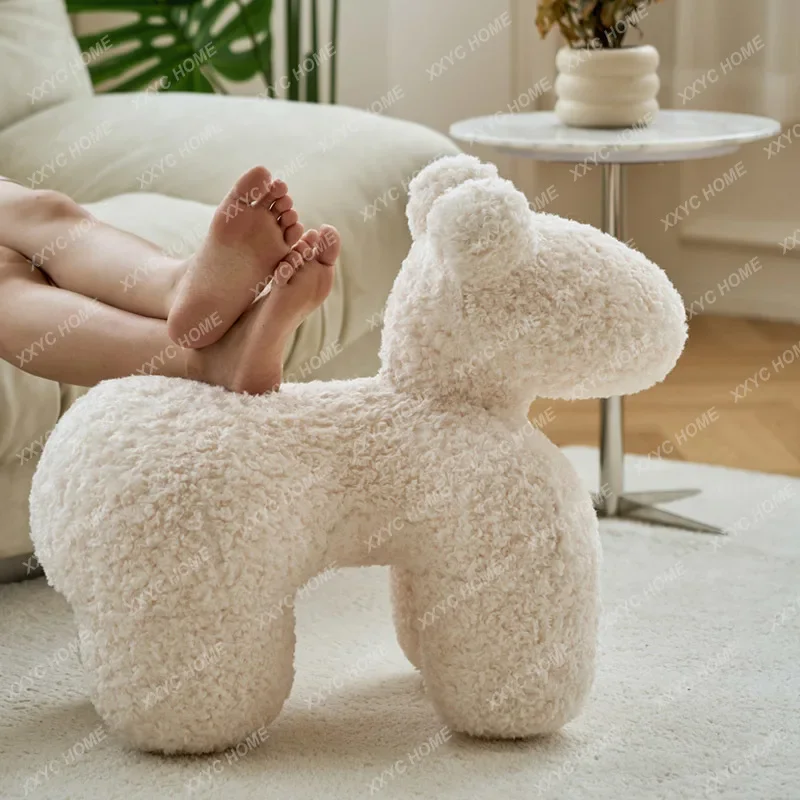 Buer Internet celebrity pony chair creative living room cartoon animal shoe changing stool lamb wool children single seat sofa